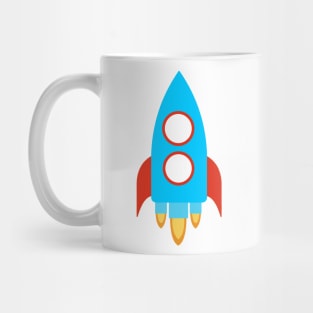 Blue Rocket Spaceship Mug